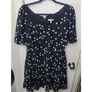 Rebecca Taylor Alessandra Floral Embroidered Black A-line Dress Size 8